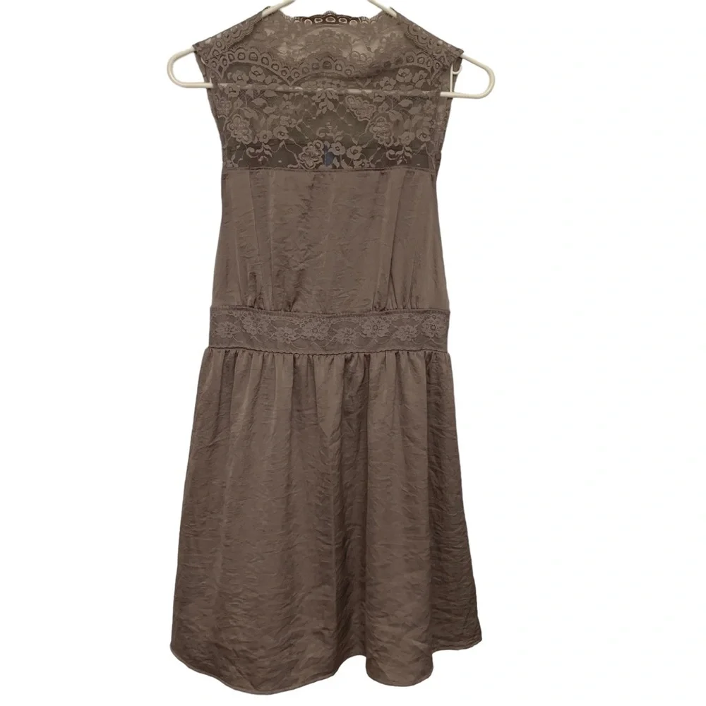 Free People Gray Lace Open Side Mini Dress Boho Sleeveless Festival